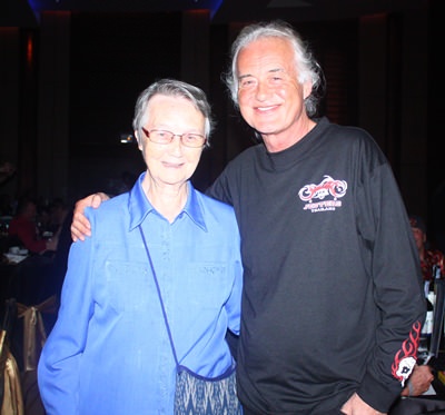 Jimmy Page thanks Sister Joan from the Fountain of Life, the main beneficiary of the Jesters Care for Kids charity drive, for the outstanding job she does taking care of underprivileged children.