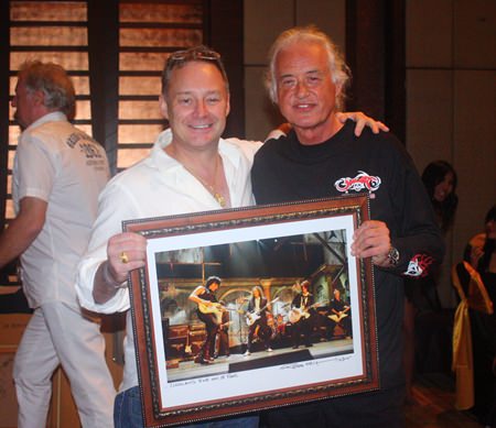Jimmy Page and Donnie Barker with his Ross Halfin Rock n Roll of Fame photo.