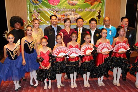 Pattaya officials and dancers gather to announce this year’s charity ballet at the new Coliseum theater to provide scholarships for underprivileged children.