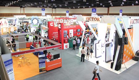 Delegates visit the many exhibits at the Thai Electrical & Mechanical Contractors Association (TEMCA) Seminar and Exhibition 2013.