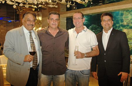 Tulip Group CEO, Kobi Elbaz (2nd left) welcomes Pattaya Mail’s Managing Director Pratheep (Peter) Malhotra (left) and Marketing Director Tony Malhotra (right) along with Matrix Developments MD, Miki Haim, to the hotel’s friends and media open night on Oct. 23.