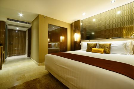 The Deluxe rooms at the hotel come with a full set of amenities and luxurious furniture and fittings.