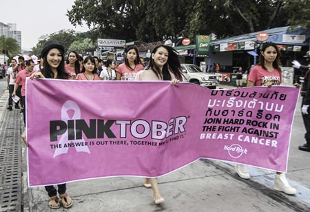 The contestants also took part in the Pinktober Parade, a campaign to raise breast cancer awareness and solicit funds to find the cure along the famous Beach Road, Pattaya.