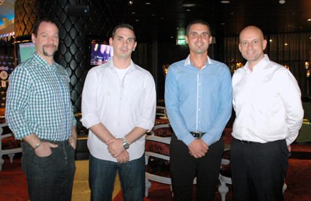 The Centara Grand Phratamnak Resort Pattaya management (l-r) Luca Pulese, Executive Chef; Leon Berrange, F&B Manager; Oscar Martin, F&B Asst Manager and General Manager Dominique Rongé.
