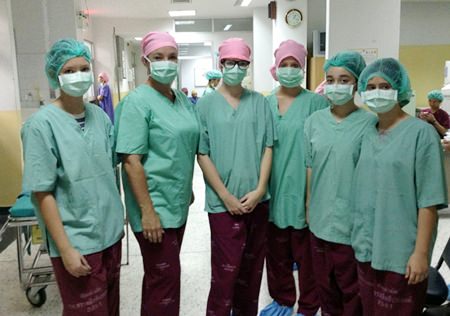 Students coming out of surgery.