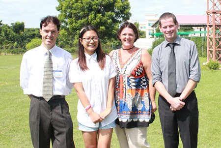 Sarah with her science teachers Mr Fraser, Ms Morris and Mr Cullen.