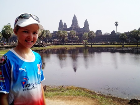 Outside Angkor Wat after cycling 459km from Ayutthaya in Thailand.