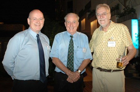 (L to R) Graham Macdonald, MBE, Dr. Iain Corness from Pattaya Mail TV, and Chris Thatcher, group chairman Anglo-Thai Legal Co., Ltd.