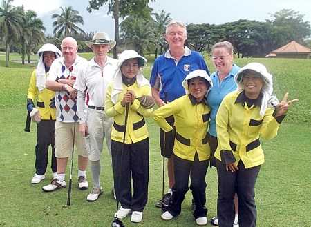 Poppy Golf at Khao Kheow – players and caddies ready to go.