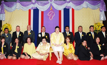 HRH Princess Soamsawalee graciously presided over a charity event in celebration of H.M. the King’s 86th birthday at the Amari Watergate Bangkok recently. The fundraiser was organised by Saisom Wongsasuluck (seated 4th left), President of the Caring Hearts for AIDS Foundation, in cooperation with Amari Watergate Bangkok, led by GM Pierre Andre Pelletier (kneeling 4th left). The proceeds will be donated to the Caring Hearts for AIDS Foundation. 