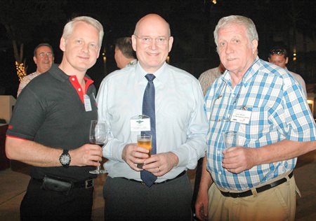 (L to R) Alain Deurwaerder (MD Ducati Thailand), Graham MacDonald, from MGMB, and James Howard, Oil Field Equipment Services.