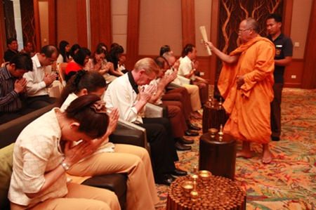 GM Robert John Lohrmann led the management team and staff through a monk ceremony commemorating the hotel’s 4th anniversary.