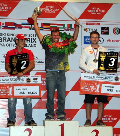 South Africa’s Dustin Motzouris (centre) won the Pro Standing series.