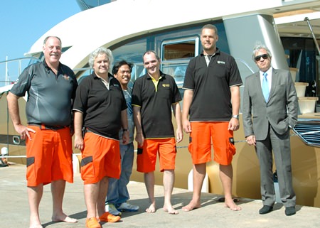 The Bakri Cono Team. (l-r) Philippe Guenat, Director International Sales; Peter Jacops, Production Manager; Dhodee Macaraeg, Project Manager;  Michel Royer, Direcor of Marine Electronic Development - “DMED”; Bernard Lamprecht, General Manager and Bernard Mondoulet, Director of European Sales.