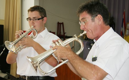 At the School for the Blind, Brass teacher Mr. Mansell kept the children entertained.