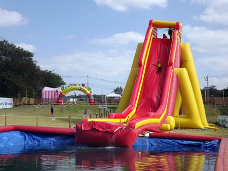 The “Super Slider” is billed as the world’s tallest inflatable waterslide.
