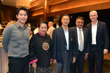 (L to R) Kanate, Khunying Busyarat, Gen. Kanit Permsub, Peter Malhotra and Brendan Daly, GM of the Amari Orchid Pattaya, our co-organisers.
