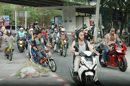 A small section of riders taking part in the annual ride for peace through Pattaya.