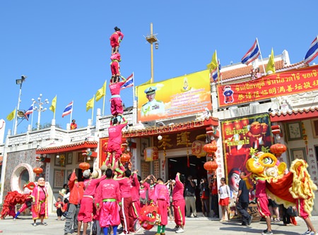 Chinese acrobats climb high into the sky at the Sawang Boriboon Foundation.