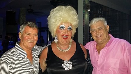 Owners of the Venue Residence, Ray Cornell (left), and Darrell Bevers (right), hosted a successful charity night with Lady Diamond Sitges (center).