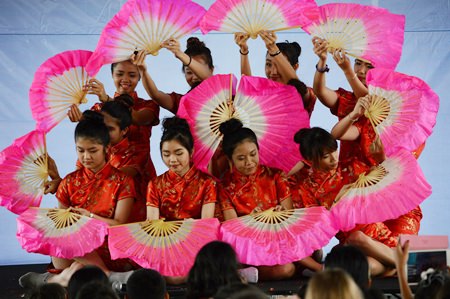 The Chinese fan dance was beautiful.
