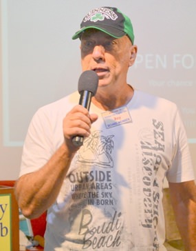 Sartorially elegant in his Bondi Beach T-shirt and Guinness cap, board member Roy introduces the Open Forum with a reminder that St Patrick’s Day is on the 17th of March, and to join the March! Assemble at Alcazar 2nd Rd 2pm.