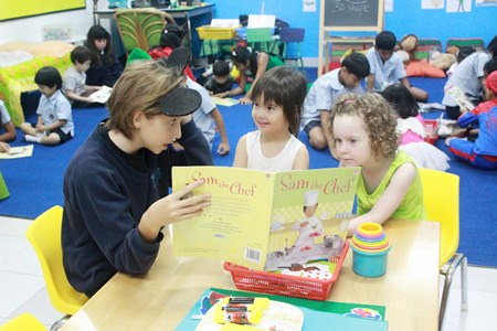 Primary students had the chance to encourage some of GIS’s youngest students to read.