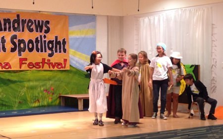 The winning team from St. Andrews, Green Valley, having fun performing their skit.