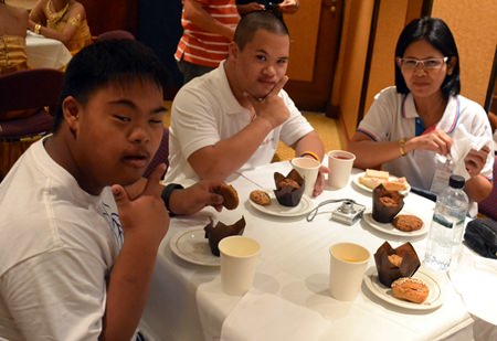 Enjoying afternoon tea on board the Queen Mary.