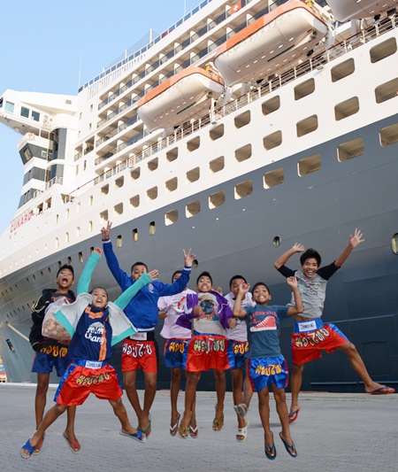 The Muay Thai boxers from the Children’s Home enjoyed their time on the ship.