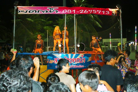 If you hit the target, she will fall into the water.