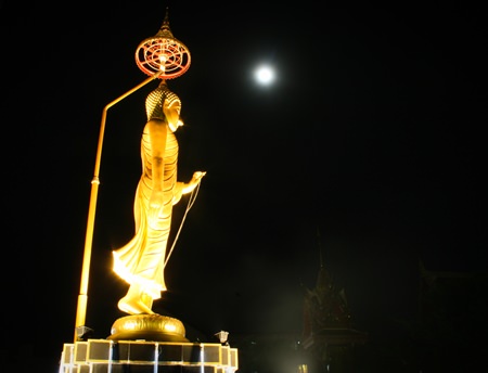 A full moon on Visakha Bucha Day brightens the night sky.