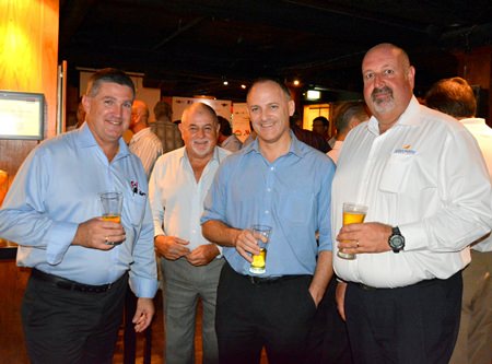 (L to R) John Koenig, General Manager of C&C Industries Pty Ltd.; David Bell, MD of Crestom Ra-Kahng Associates Limited; Peter Scott, General Manager of Infocomm Thailand Coverage Ltd.; and Scott Finsten, Harbour Master of Ocean Marina Yacht Club.