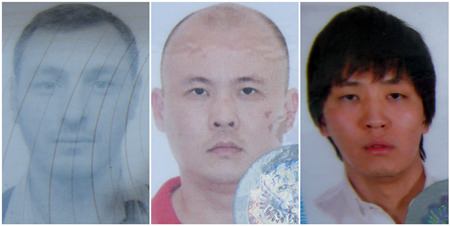 (L to R) Dmitrii Minkin, Aleksandr Li and Aleksandr Lidzhiev have been charged with ATM theft.