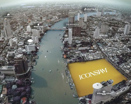 This photo shows the location site for ICONSIAM. The development, situated in the heart of Bangkok, promises to revitalize the Chao Phraya River area of the city.