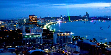 Beautiful view of Pattaya Bay from the rooftop of the hotel.