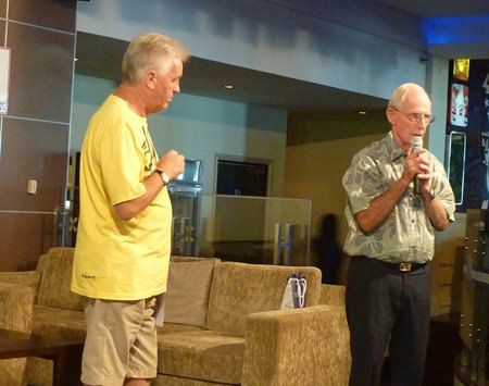 Member Richard Smith updates the PCEC on the current classes being given by the English Conversation Group.