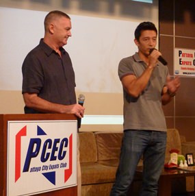 While Peter Lloyd looks on, Byron Bishop takes his turn to describe how they went about casting and making the short film “Clueless?” near Nakhon Nayok, mostly for the fun of doing it.