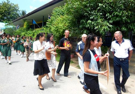 We were welcomed by the school band.