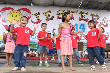 Young performers from the Mercy Center sing and dance to entertain the crowd during the early stages of this year’s Jester’s Care for Kids Children’s Fair, which was heralded as the biggest ever.  Fun, games, prizes, entertainment - you name it, it was being enjoyed on Sunday, Sept. 7 at the Regents School Pattaya. 