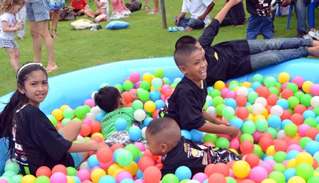 Children just love swimming in the colorful ball-pool.