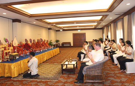 Directors, management and staff celebrate the Pattaya Marriot Resort & Spa’s 36th anniversary with religious ceremonies and merit-making.
