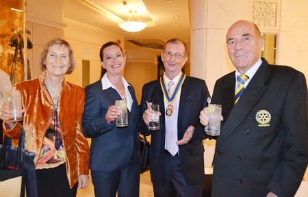 (l-r) Margret Deter, Sabine Schlaffer, President Joseph Roy (Rotary Club Pattaya Marina) and President Otmar Deter (Rotary E-Club of Dolphin-Pattaya International).