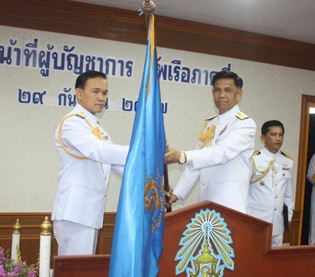 Rear Adm. Susheep Hwangmaitree assumes command of the Royal Thai Navy’s eastern region from Vice Adm. Veeraphan Sukkon