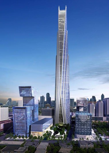An artist’s impression shows the 615m Super Tower planned for central Bangkok.