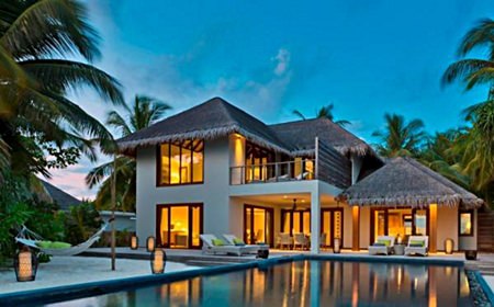 The luxurious new 3-bedroom beach residence at Dusit Thani Maldives resort.