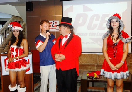 MC Ren Lexander welcomes well known magician and mentalist, Doc Penguino, and his two beautiful assistants, “Miss Distraction” and “Miss Direction” to the Sunday, December 5, PCEC meeting.