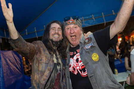 Ron “Bumblefoot” Thal (left) from Guns n Roses hams for the camera with Richy Rhodes, one of the organizers of the Burapa Bike Week.