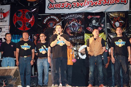 Former Culture Minister Sonthaya Kunplome presides over the opening ceremony for Burapa Bike Week.