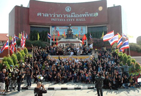 Big bikers gather in front of Pattaya City Hall before riding through Pattaya and Jomtien promoting peace and adding color to tourism.